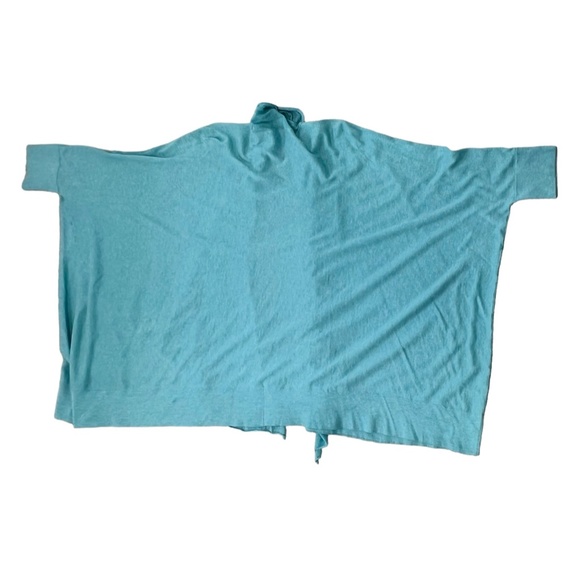 MINNIE ROSE AQUA BLUE OVERSIZED OPEN SHORT SLEEVE COTTON CARDIGAN - Picture 9 of 14